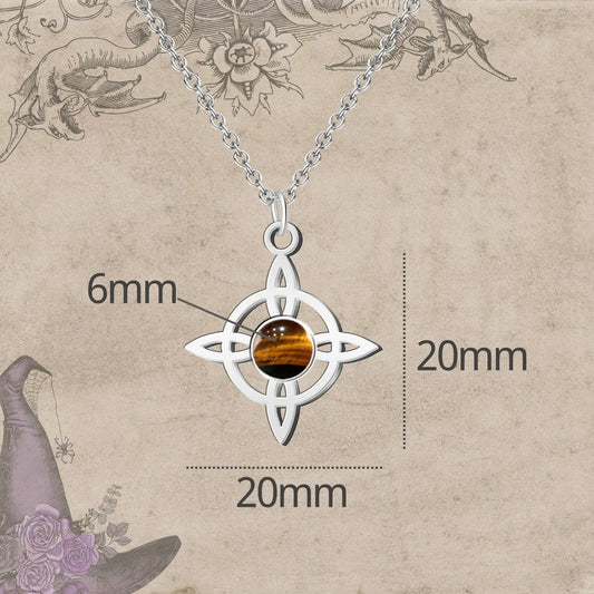 Colgante Nudo de Bruja Acero con Ojo de Tigre - cotigo