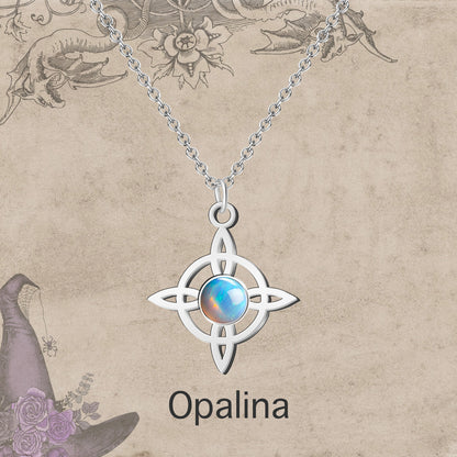 Colgante Nudo bruja Acero con Opalina