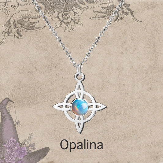Colgante Nudo bruja Acero con Opalina