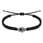 Pulsera de Hilo Trenzado con Mano de Fátima y Ojo Turco