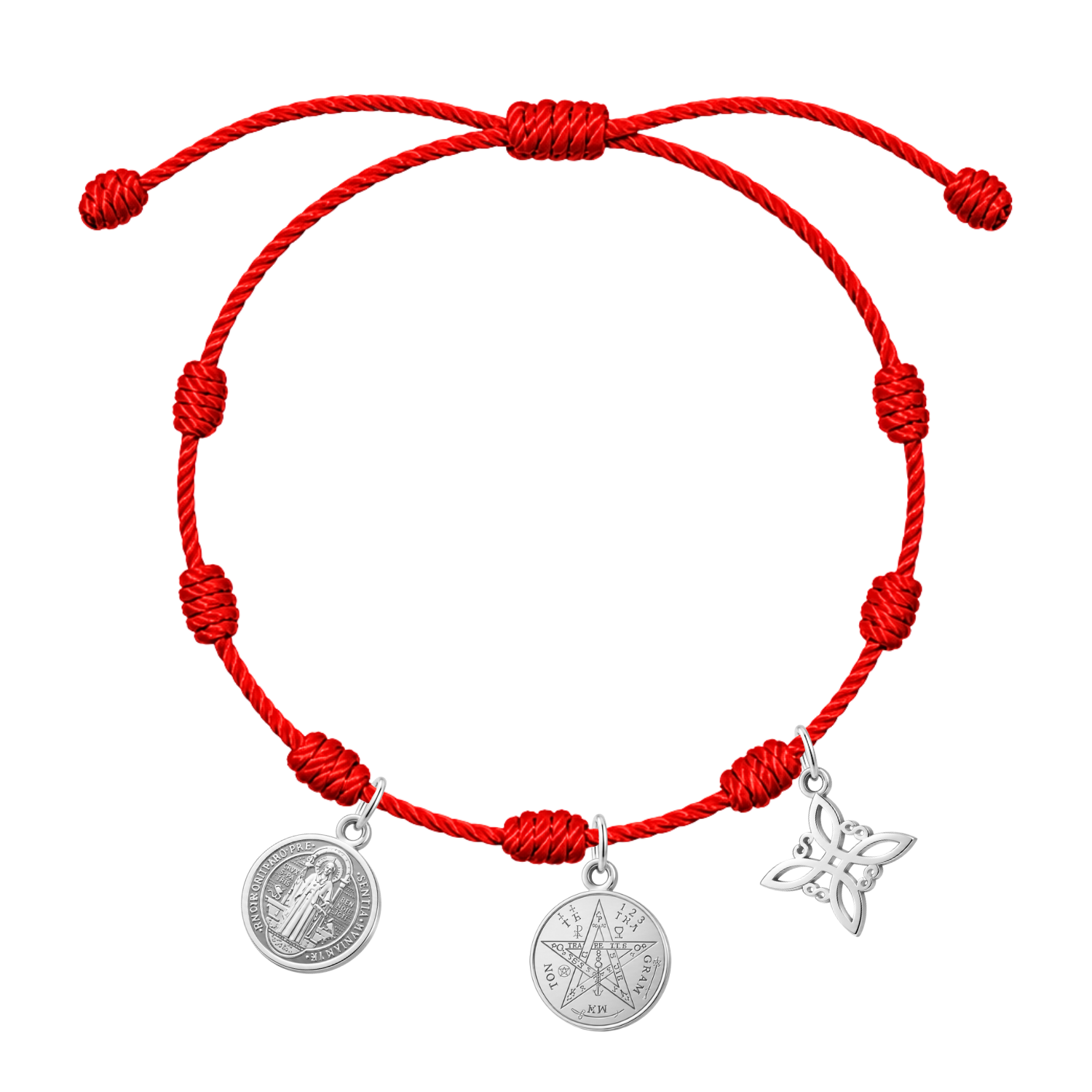 Pulsera 7 nudos Tetragrámaton, Nudo de Bruja y San Benito