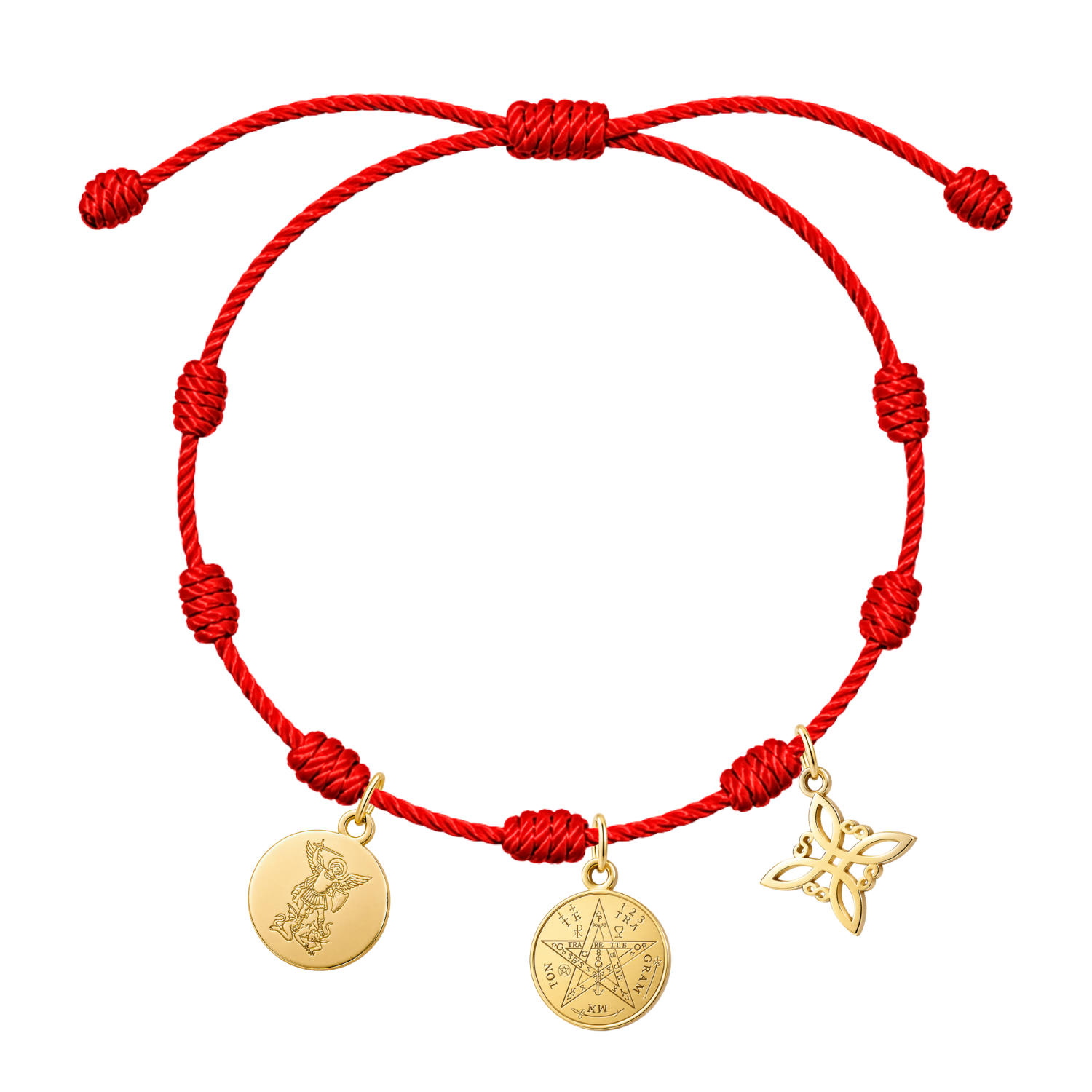 Pulsera 7 nudos Tetragrámaton, Nudo de Bruja y San Miguel