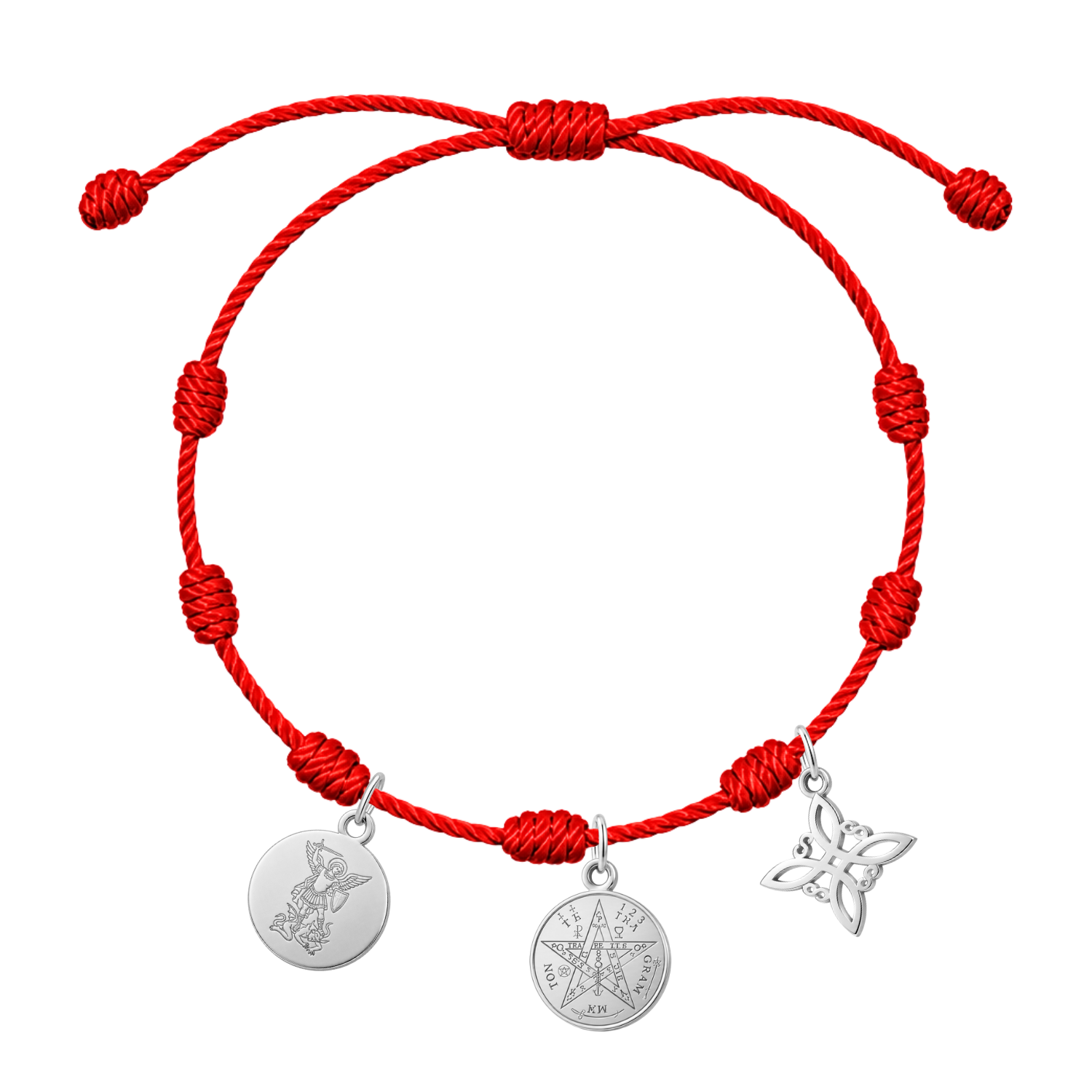 Pulsera 7 nudos Tetragrámaton, Nudo de Bruja y San Miguel