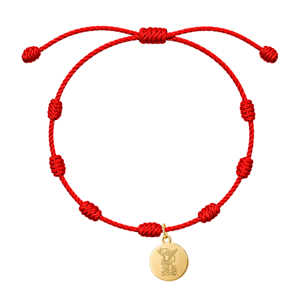 Pulsera de 7 Nudos con San Miguel Arcángel en Acero Inoxidable en acabado dorado – vista principal