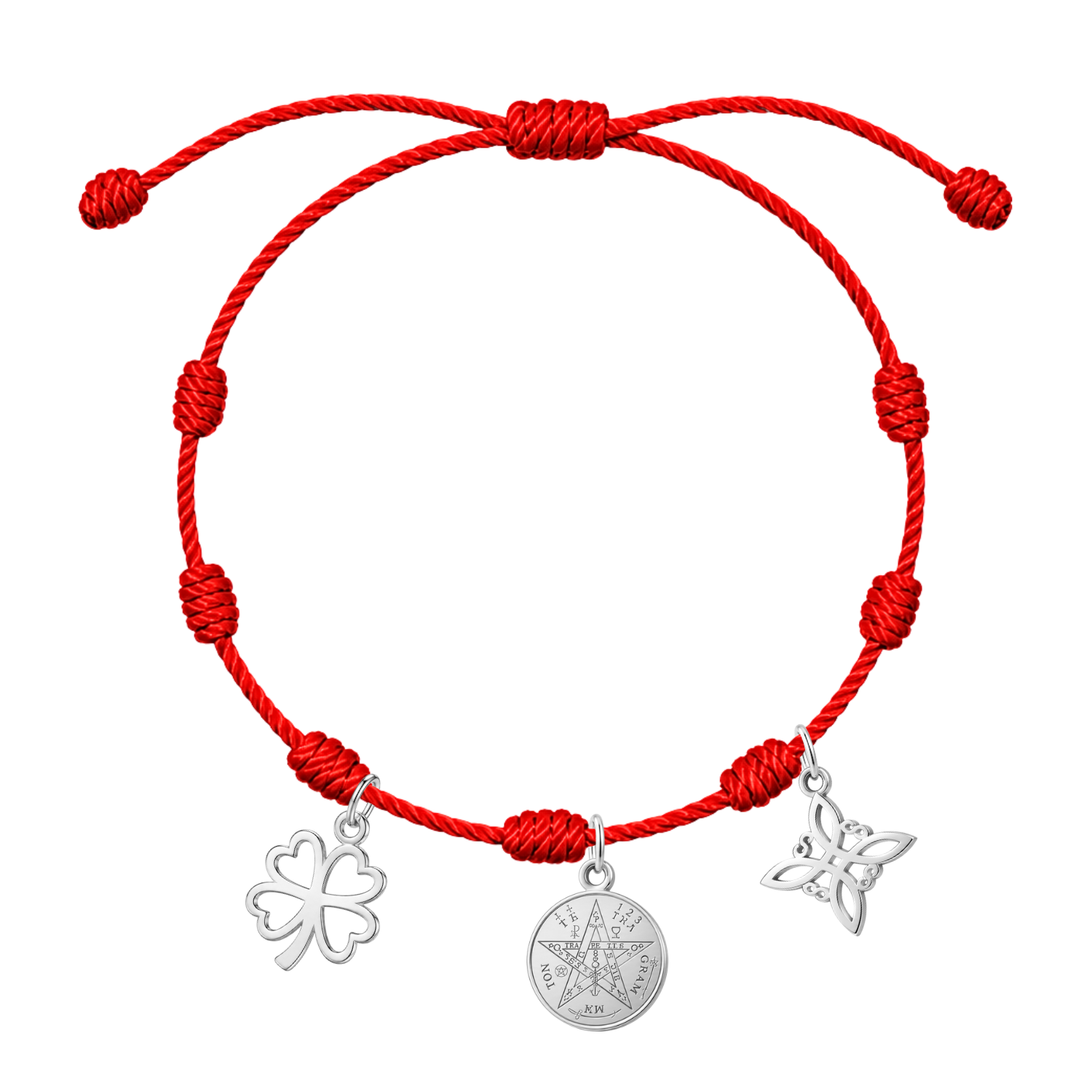 Pulsera 7 nudos Tetragrámaton, Nudo de Bruja y Trébol