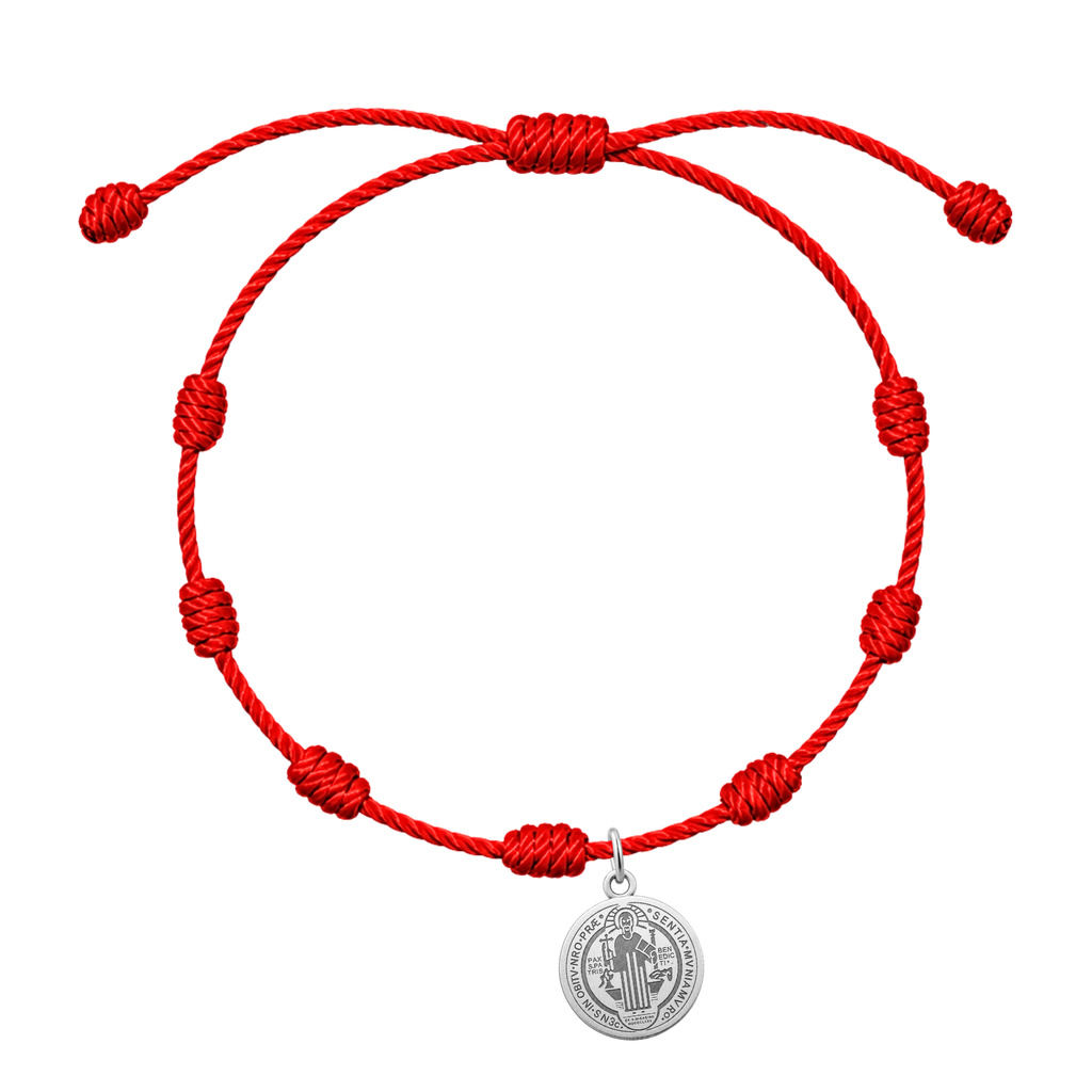 Pulsera 7 nudos con Medalla de San Benito Acero Inoxidable
