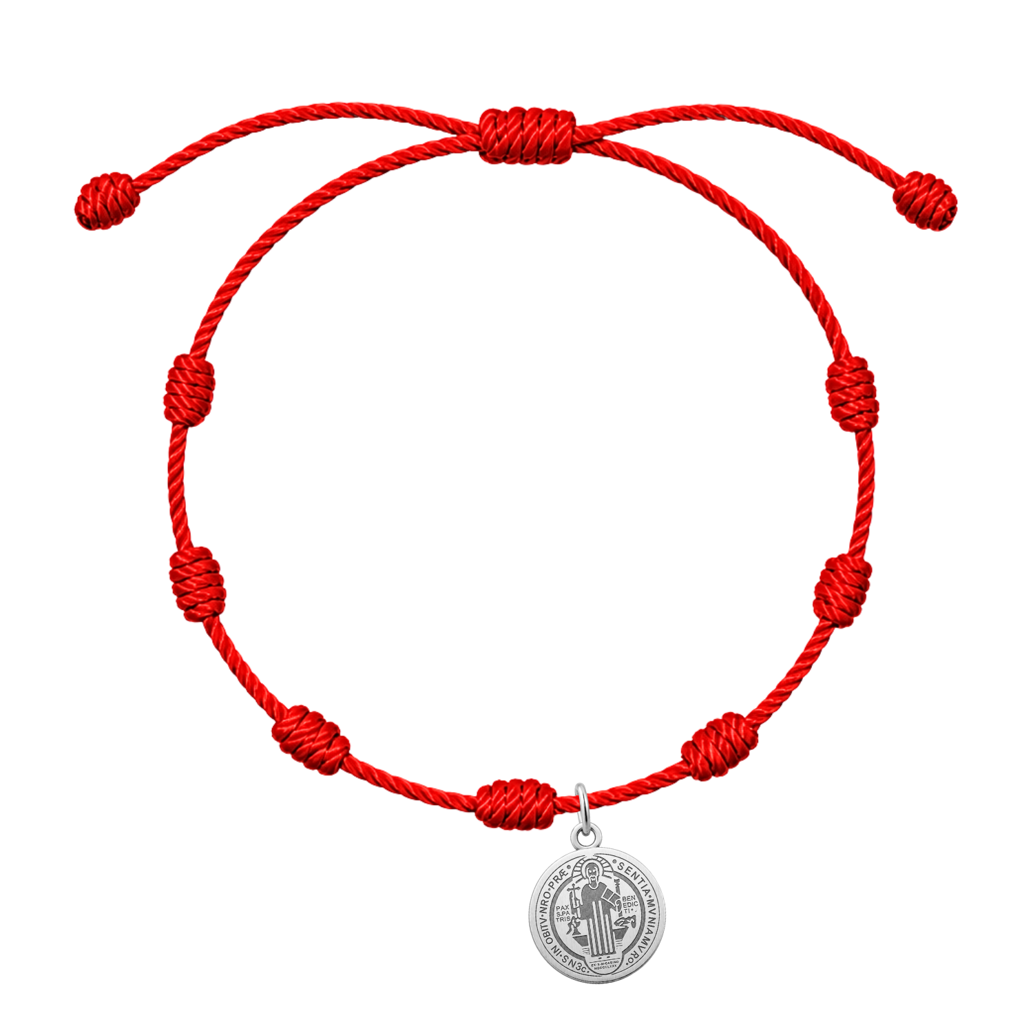 Pulsera 7 nudos con Medalla de San Benito Acero Inoxidable