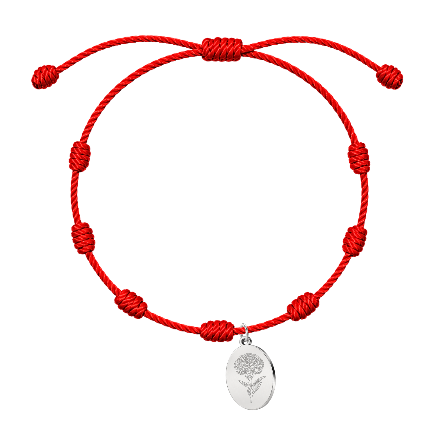 Pulsera 7 Nudos con Clavel en Acero Inoxidable Plateado