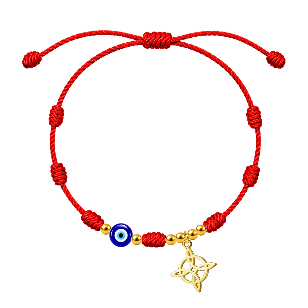 Pulsera 7 nudos con Nudo de Bruja y Ojo Turco en Acero