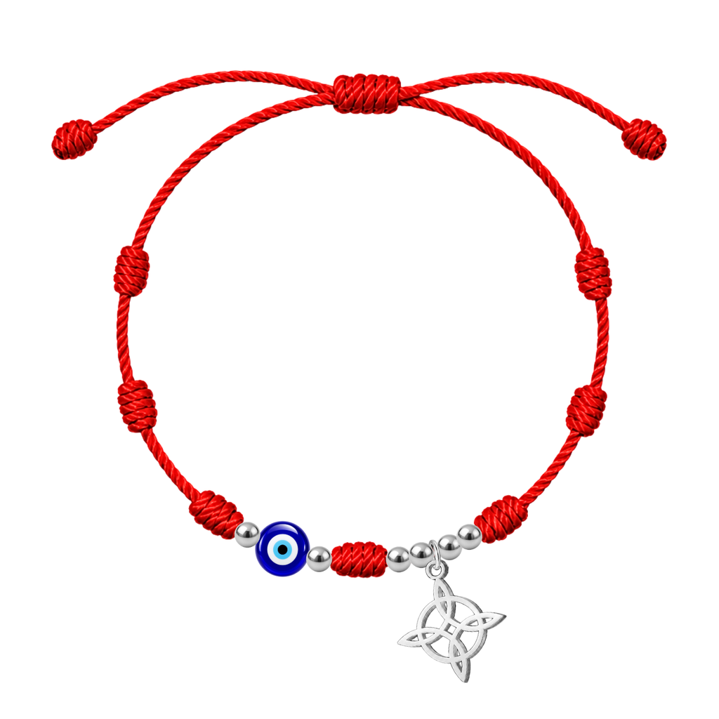 Pulsera 7 nudos con Nudo de Bruja y Ojo Turco en Acero