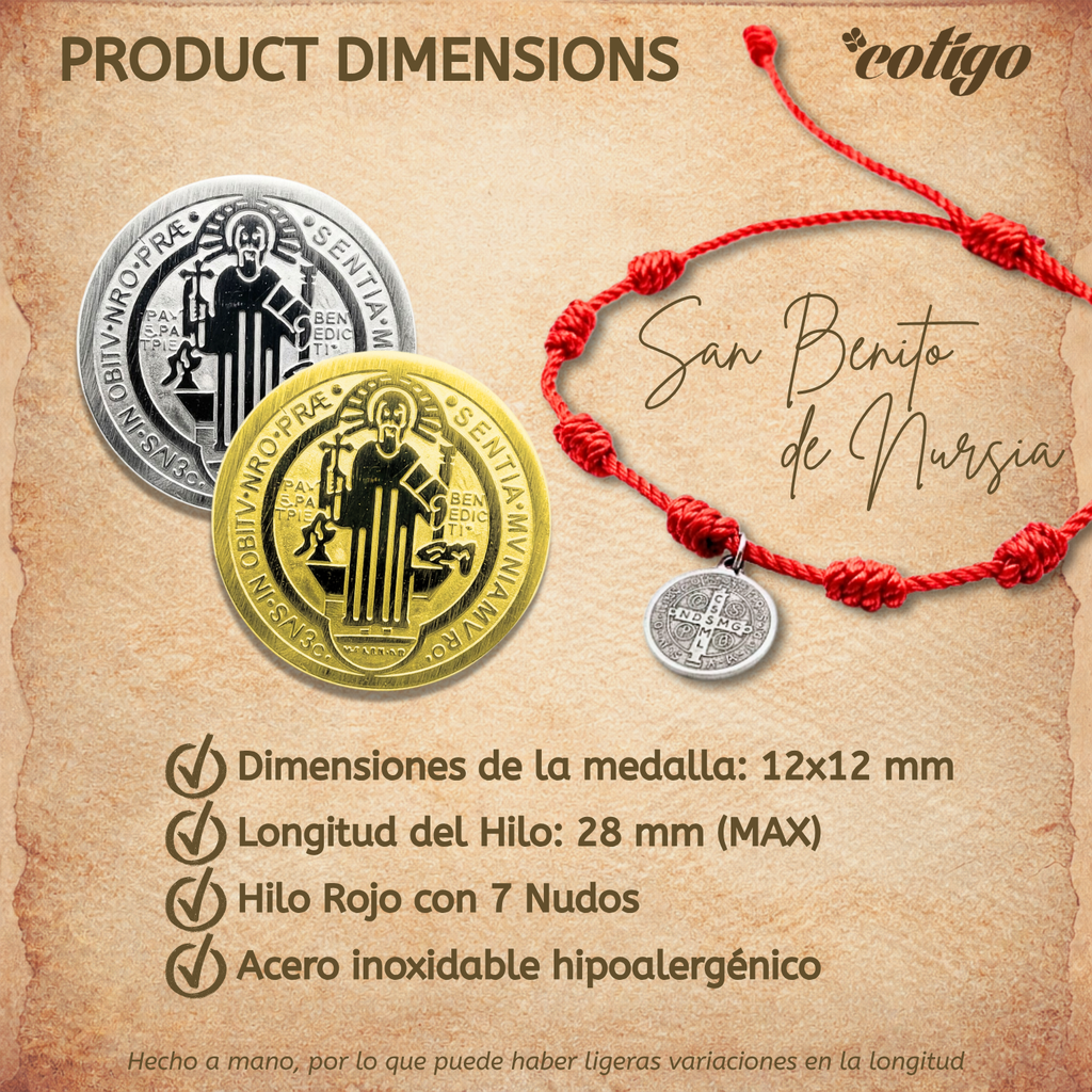 Pulsera 7 nudos con Medalla de San Benito Acero Inoxidable cotigo