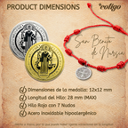 Pulsera 7 nudos con Medalla de San Benito Acero Inoxidable cotigo