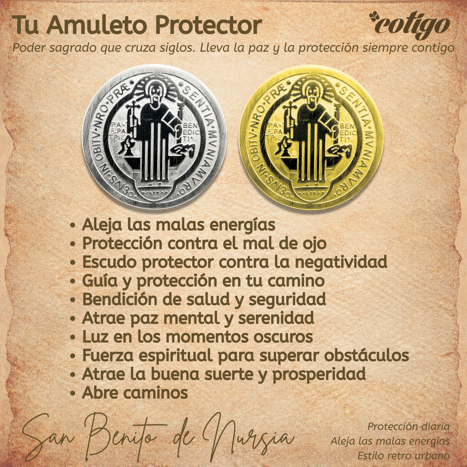 Pulsera 7 nudos con Medalla de San Benito Acero Inoxidable cotigo