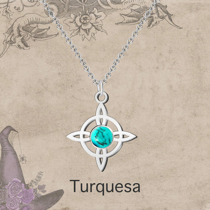 Colgante Nudo bruja Acero con Turquesa
