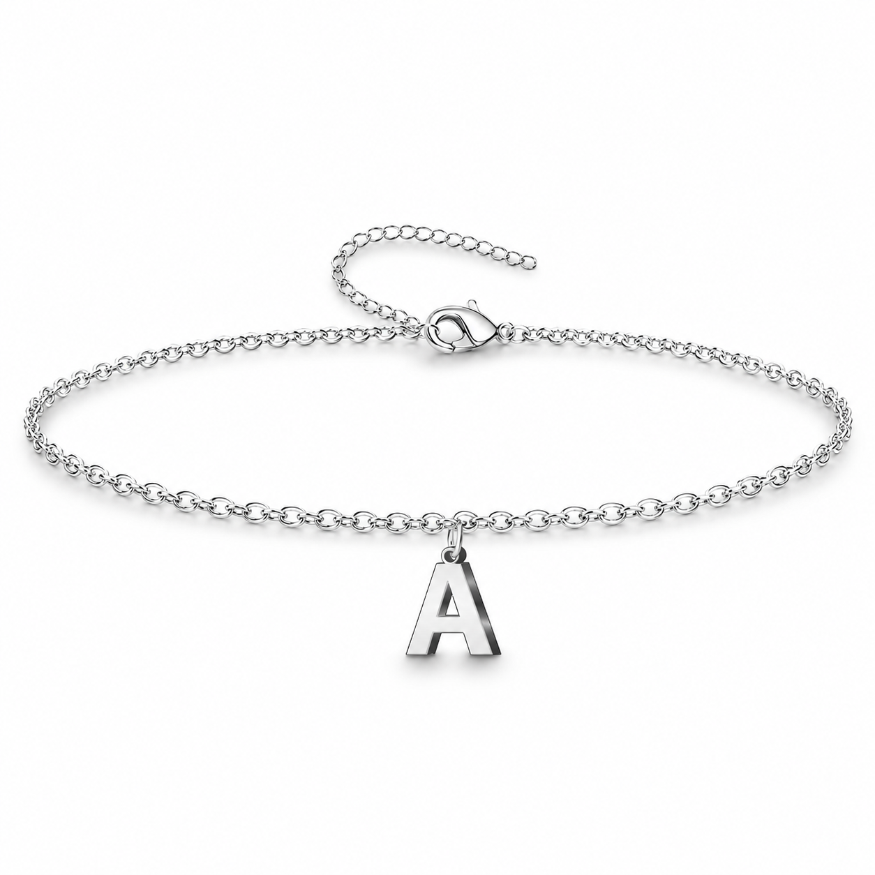Pulsera con Colgante Letra Inicial en Acero