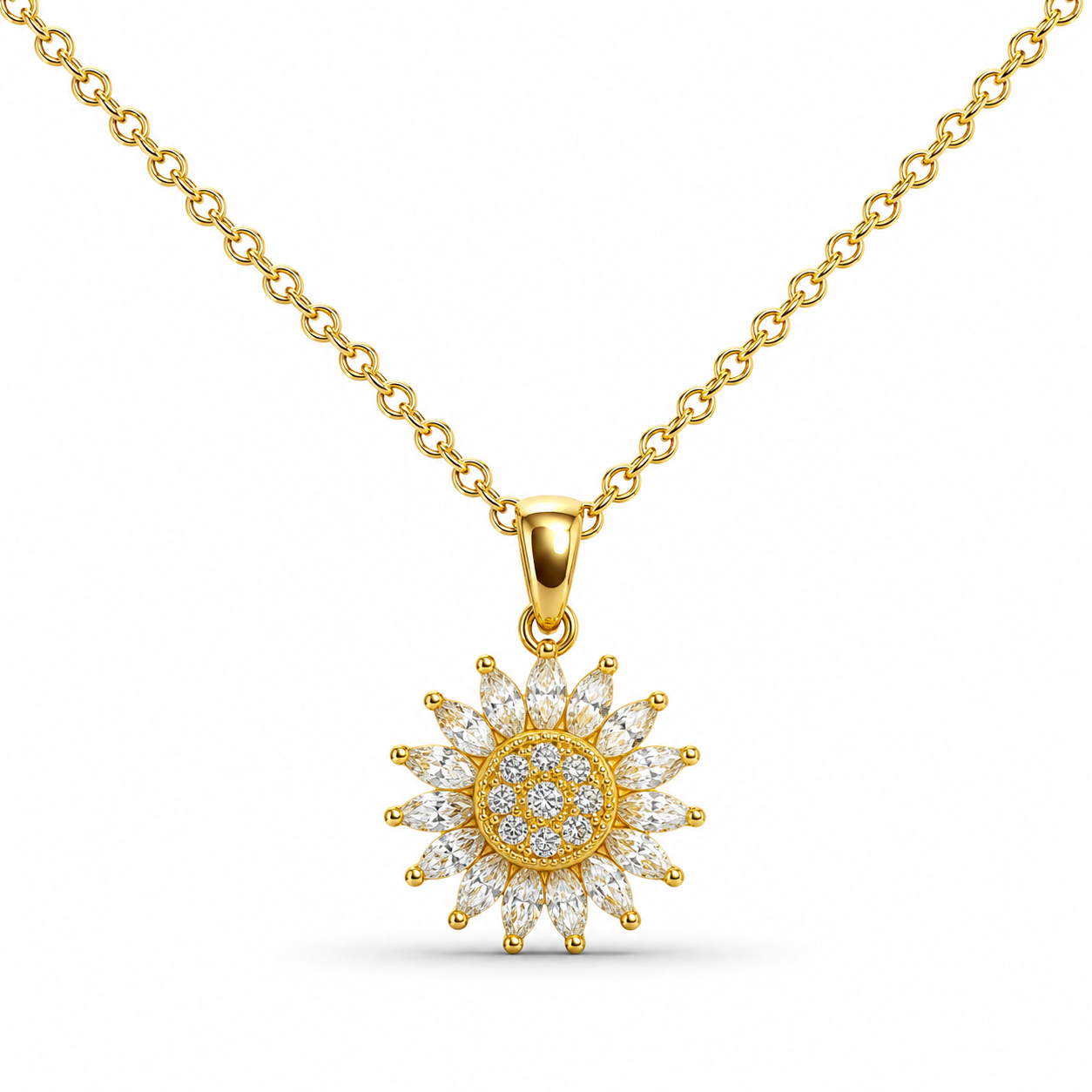 Collar Eguzkilore Dorado con Circonitas