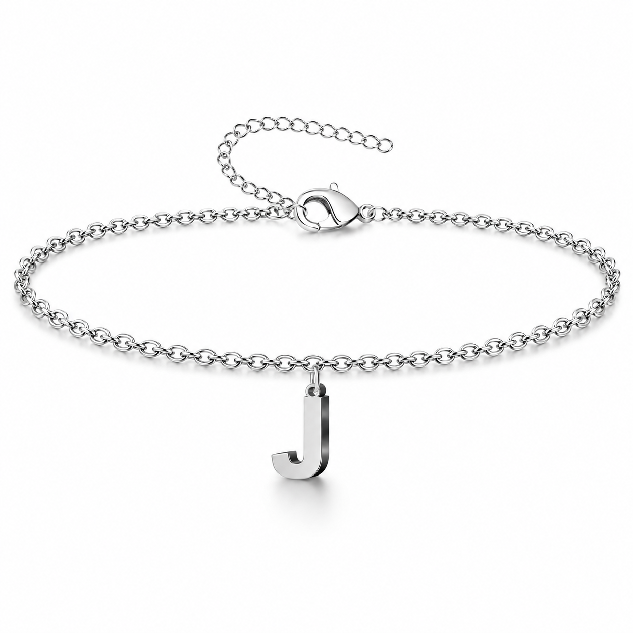Pulsera con Colgante Letra Inicial en Acero