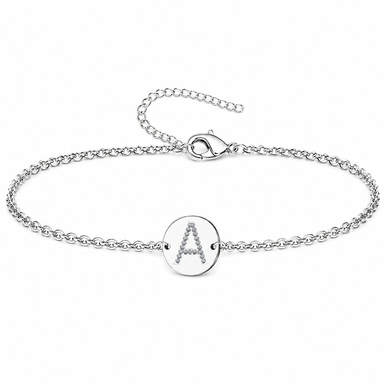 Pulsera Medalla de letra Inicial con Circonitas