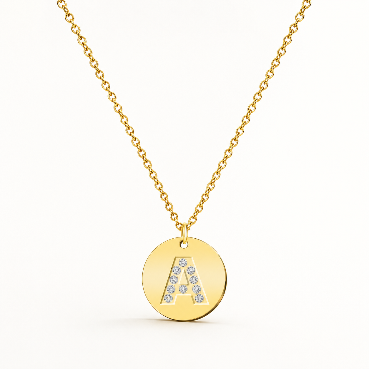 Collar Medalla de Letra Inicial con Circonitas