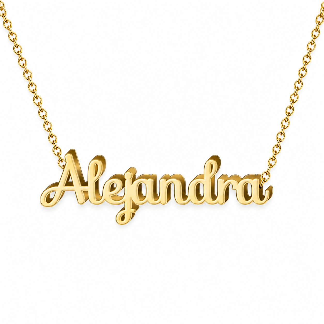 Collar con nombre personalizado Alejandra - Bañado en oro de 14k - IMAGEN2 V3