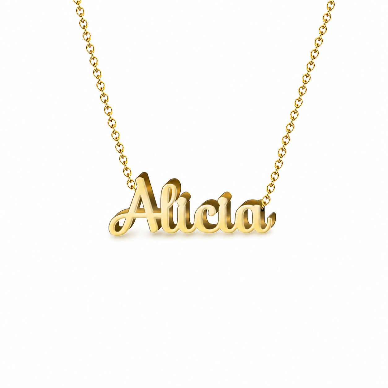 Collar con nombre personalizado Alicia - Bañado en oro de 14k - IMAGEN2 V3