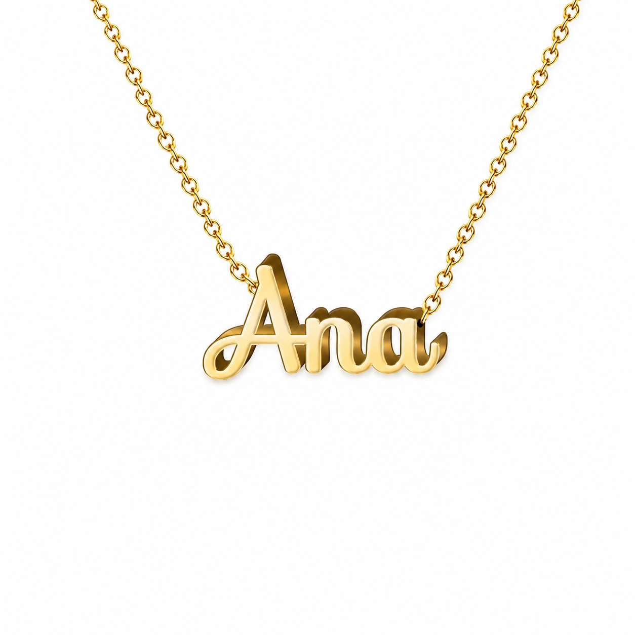 Collar con nombre personalizado Ana - Bañado en oro de 14k - IMAGEN2 V3