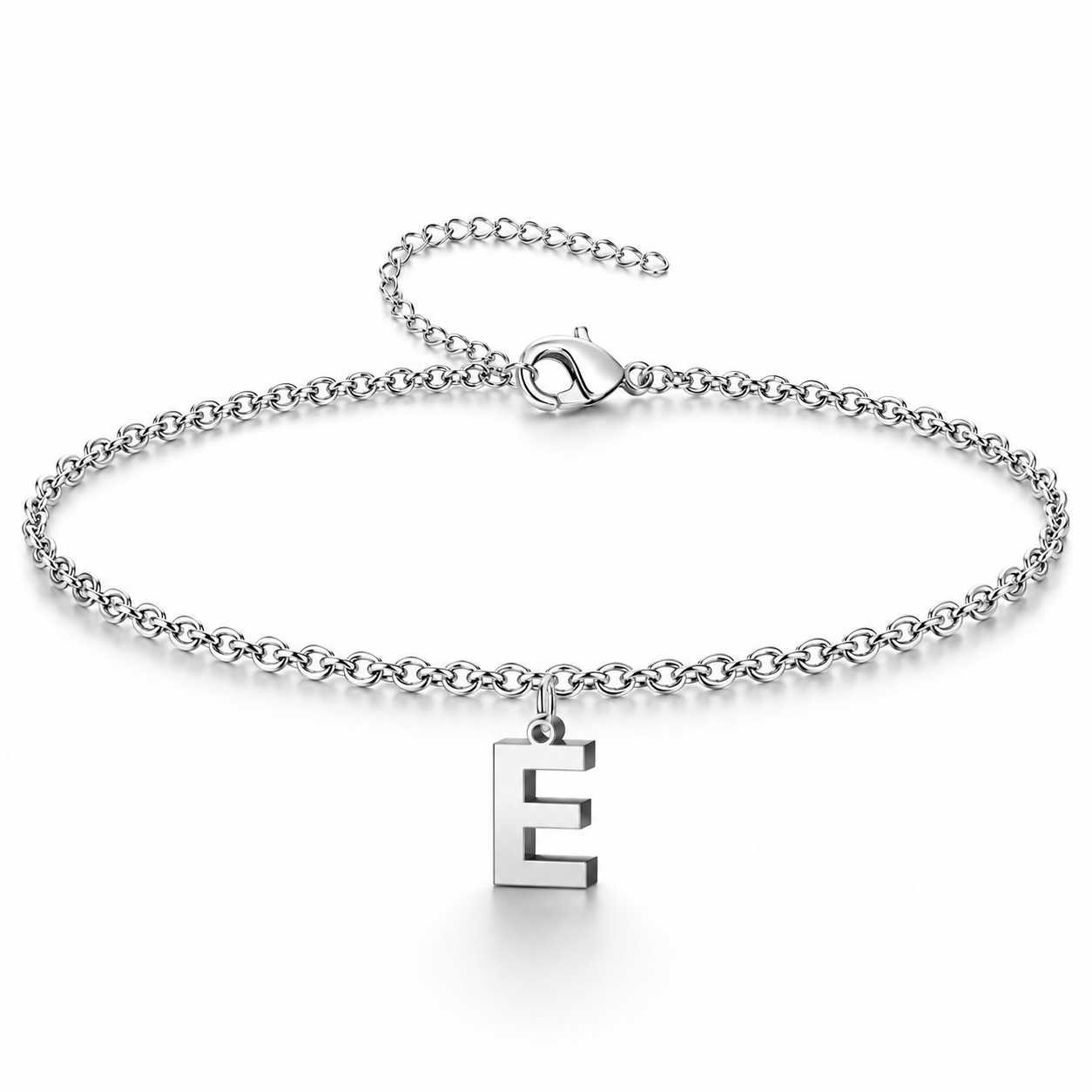 Pulsera con Colgante Letra Inicial en Acero