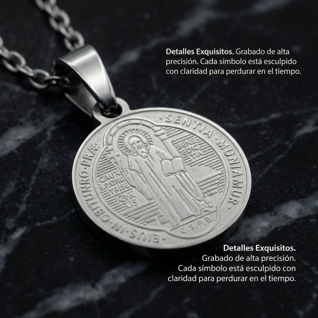 Collar con Medalla de San Benito en Acero cotigo