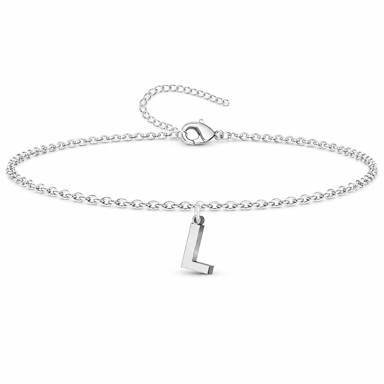 Pulsera con Colgante Letra Inicial en Acero