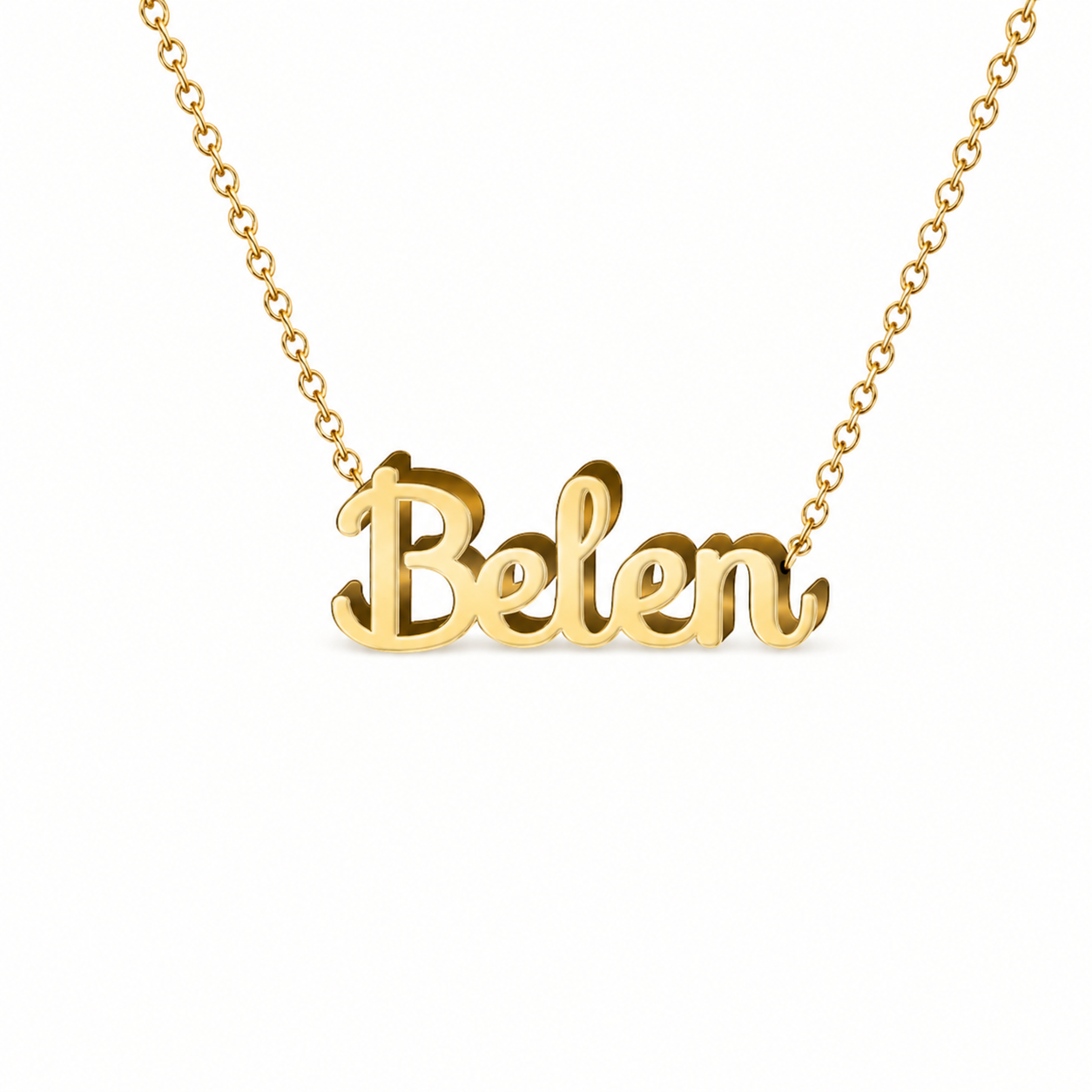 Collar con nombre personalizado Belén - Bañado en oro de 14k - IMAGEN2 V3