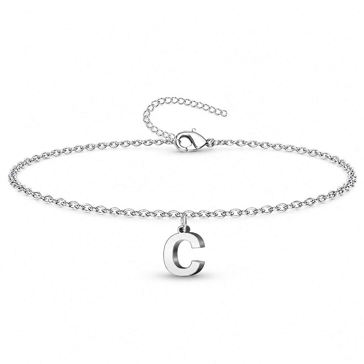 Pulsera con Colgante Letra Inicial en Acero