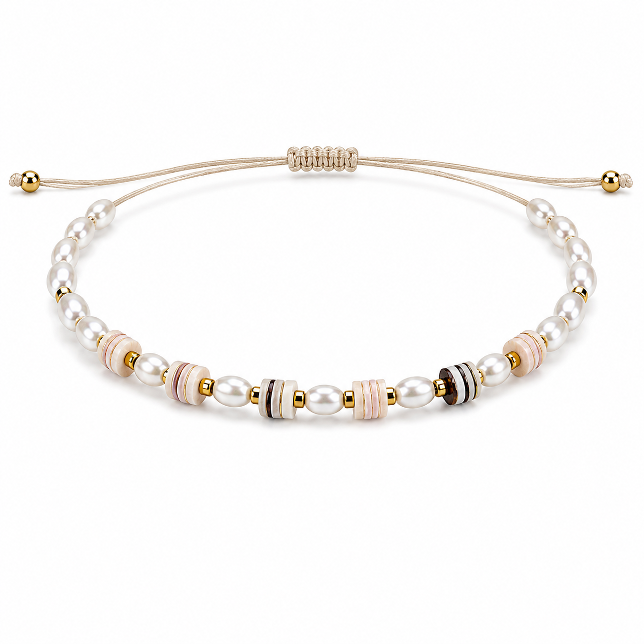 Pulsera Gris con Cuentas Efecto Perla