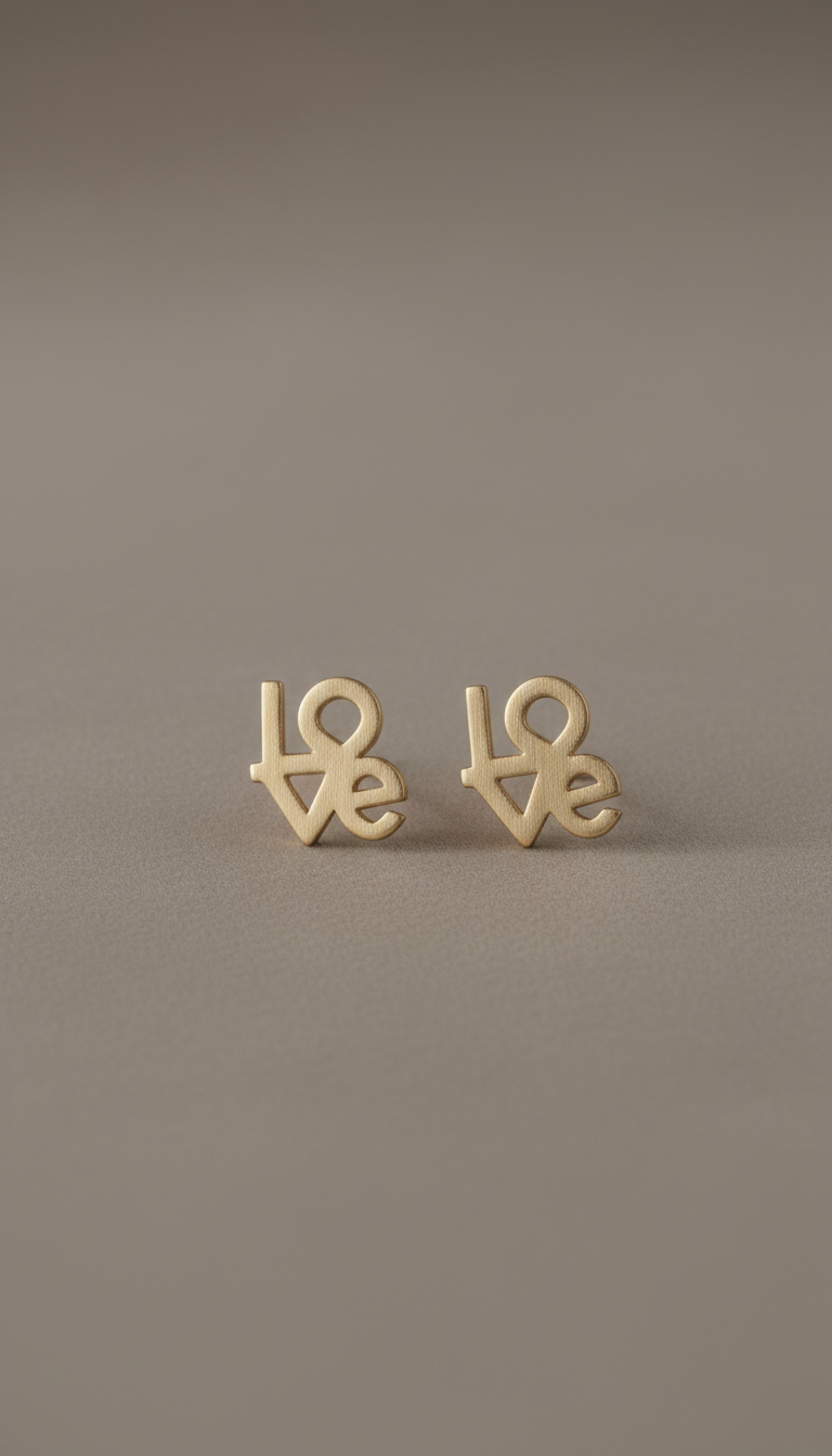 Aretes símbolo de amor oro mate