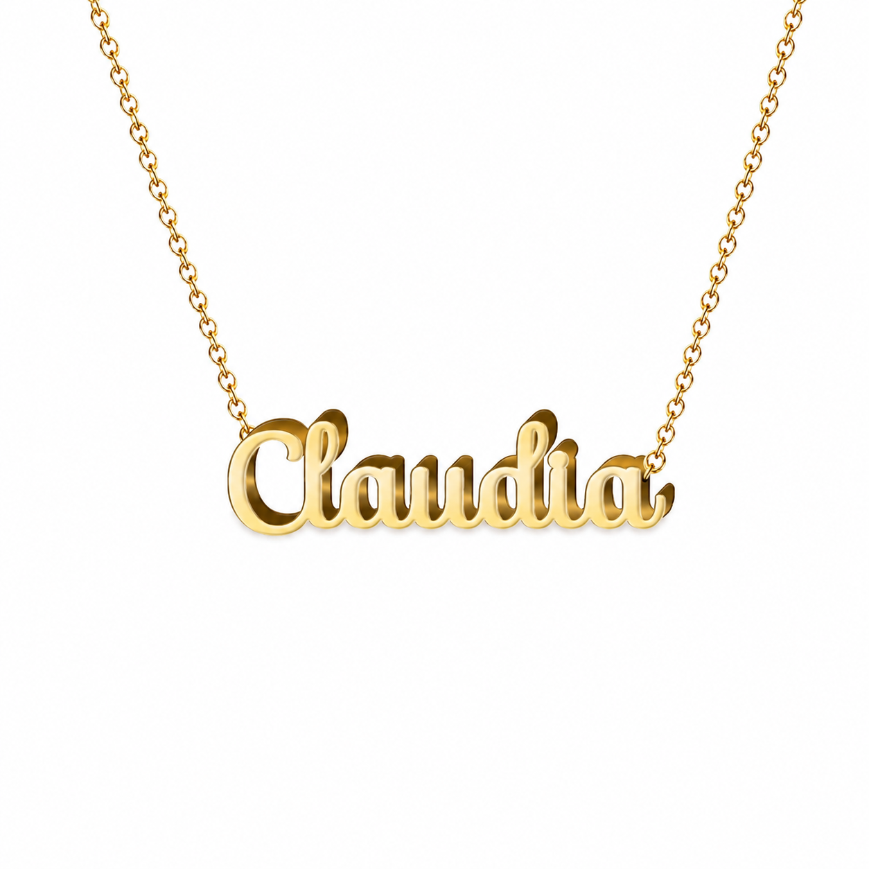 Collar con nombre personalizado Claudia - Bañado en oro de 14k - IMAGEN2 V3