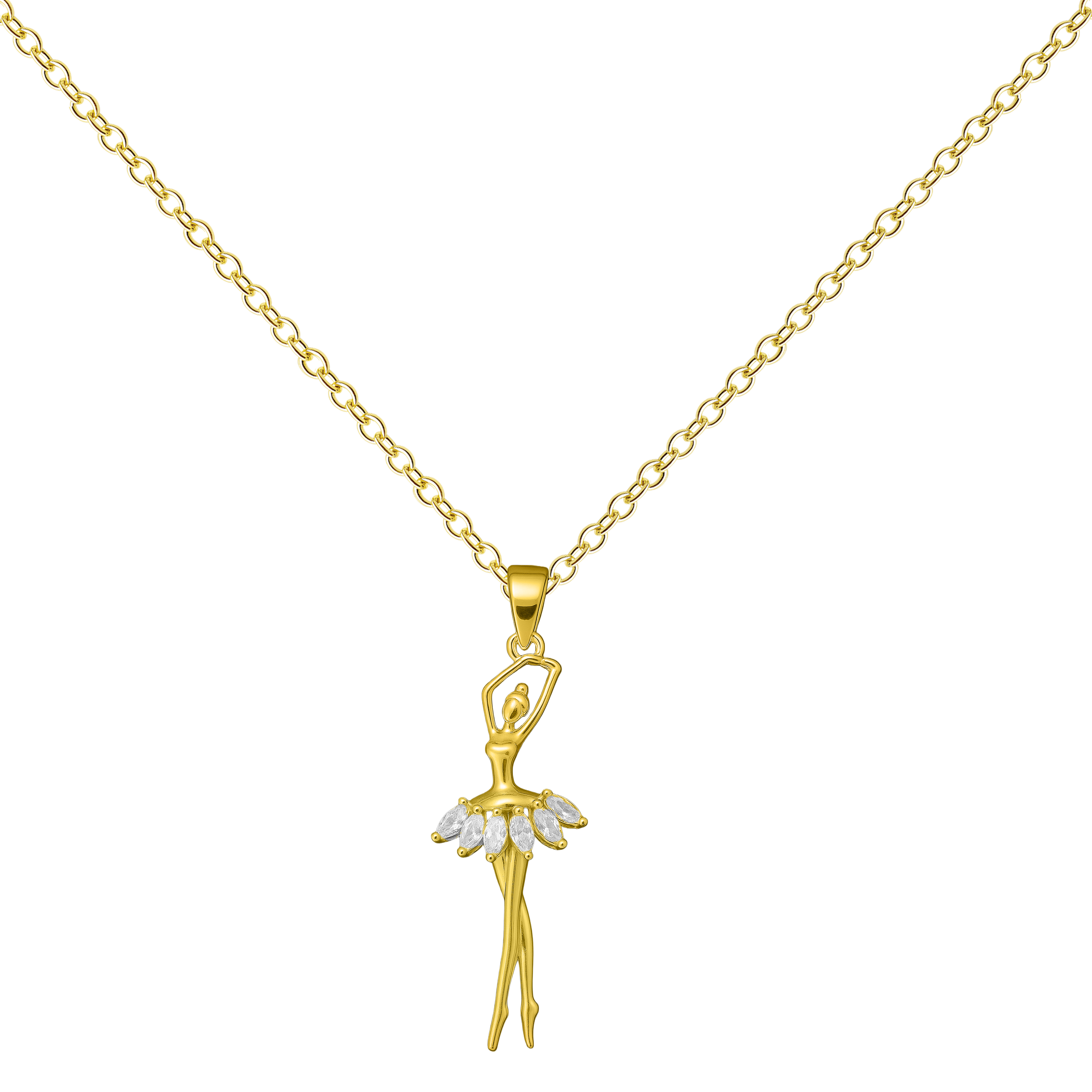 Colgante Bailarina Dorado 14K con Circonita