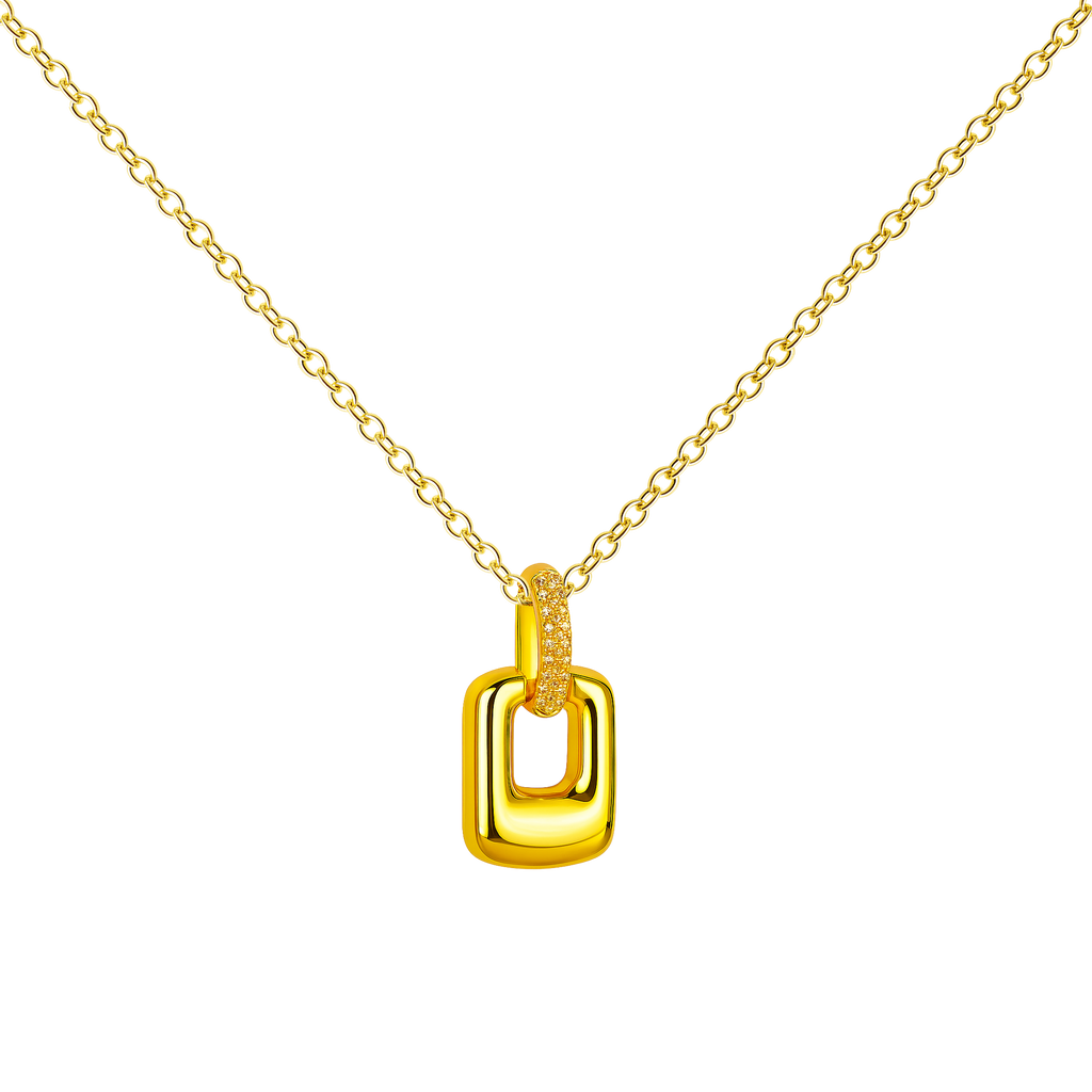 Colgante Eslabón Rectangular Dorado
