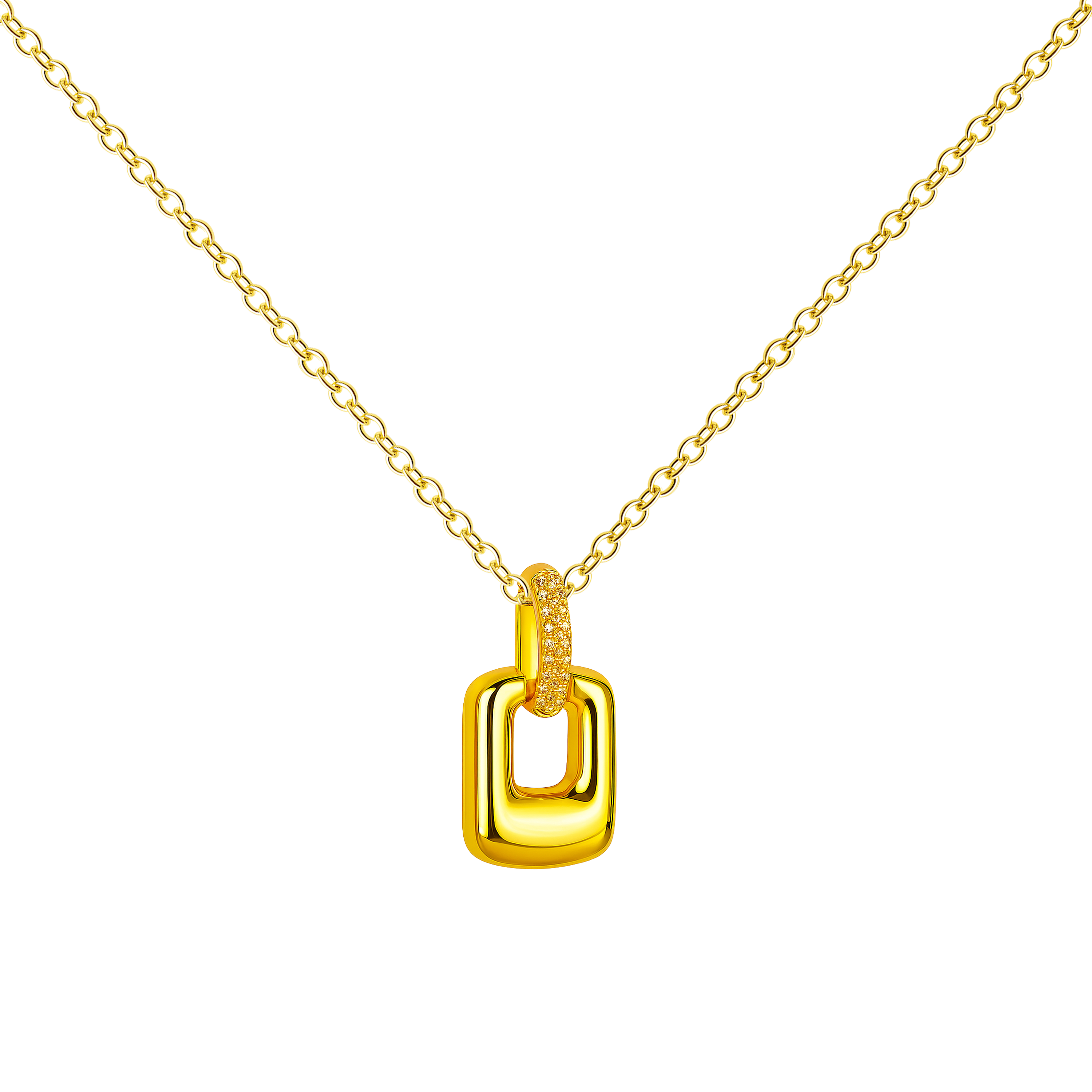 Colgante Eslabón Rectangular Dorado