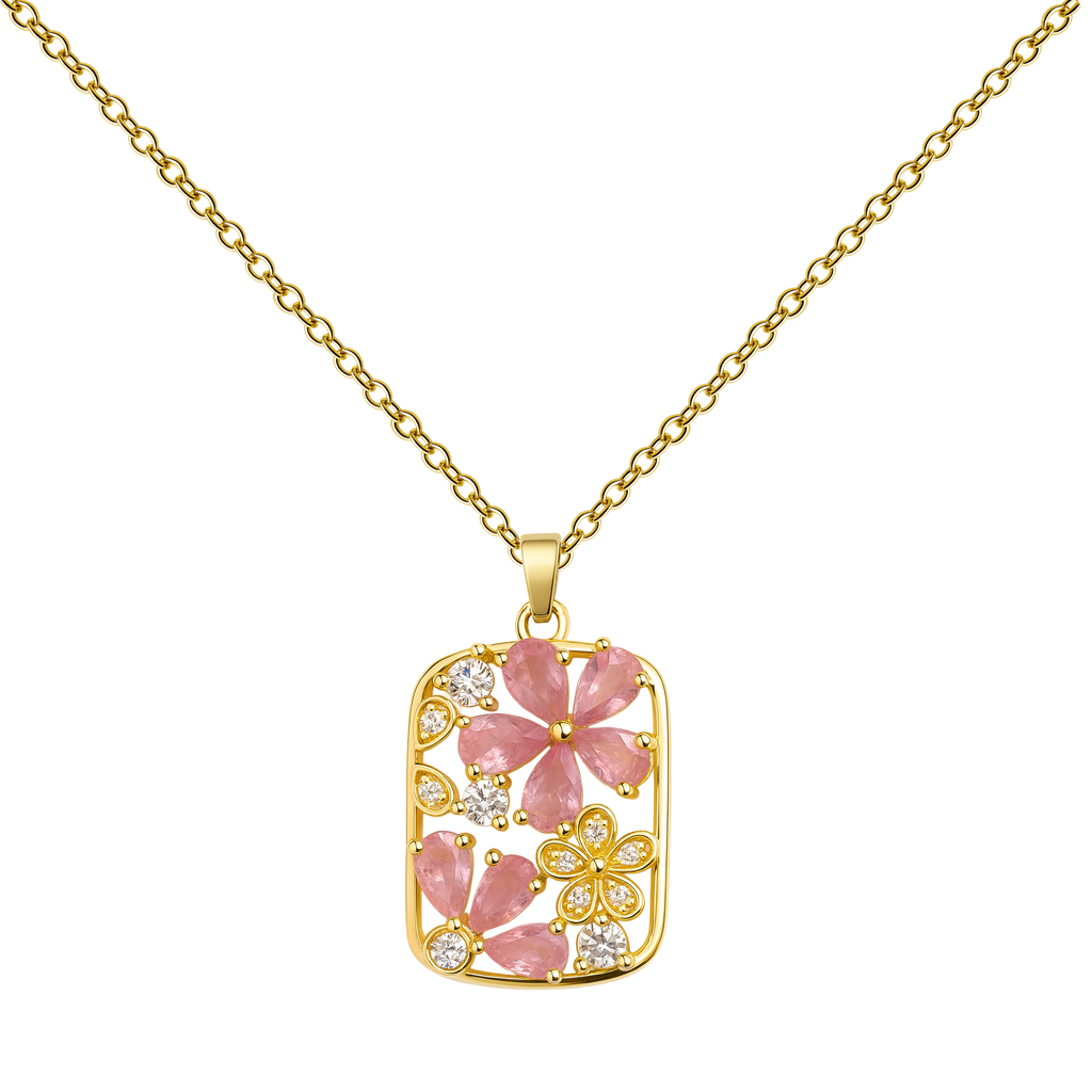 Colgante Floral Rosa Rectangular