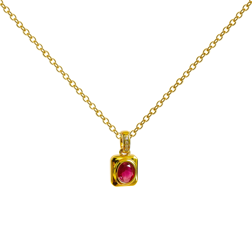 Colgante Piedra Rosa Rectangular