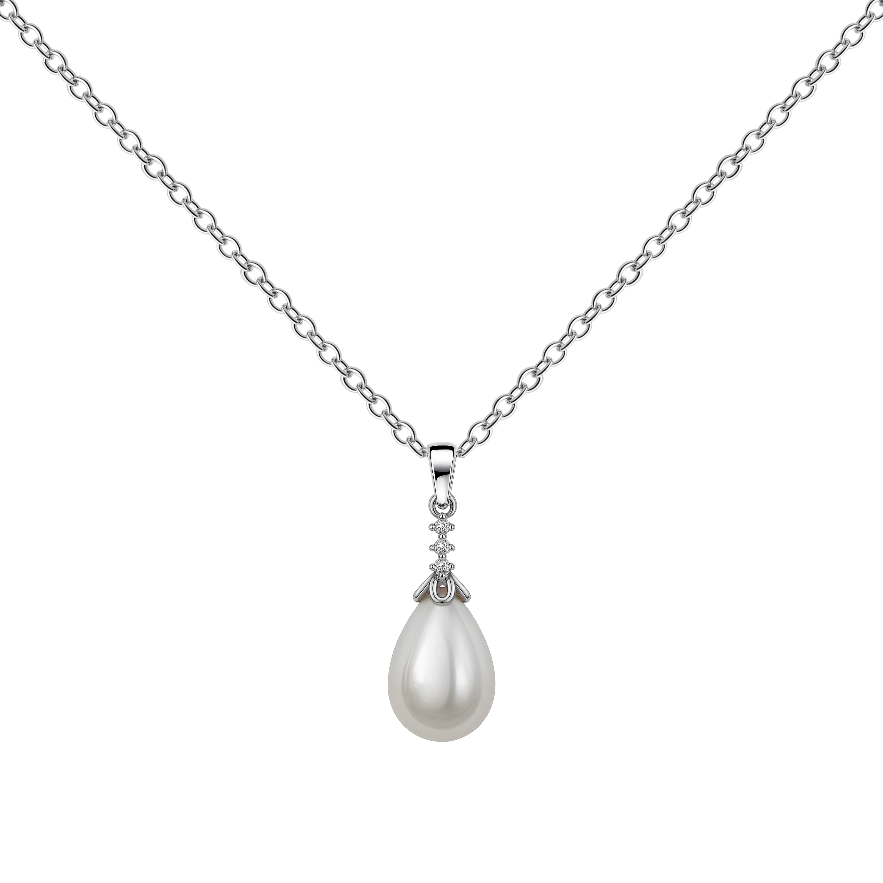 Colgante Plateado Perla en Forma de Gota