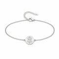 Pulsera con Ojo Turco en Medallón de Acero Inoxidable - Plateado sobre fondo blanco