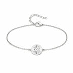 Pulsera con Ojo Turco en Medallón de Acero Inoxidable - Plateado sobre fondo blanco