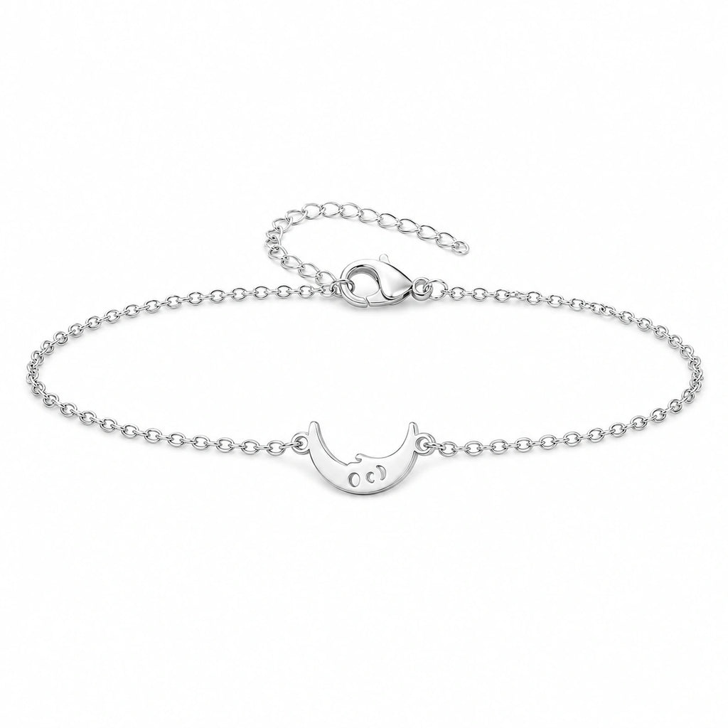 Pulsera Luna en Acero Inoxidable - Plateado sobre fondo blanco