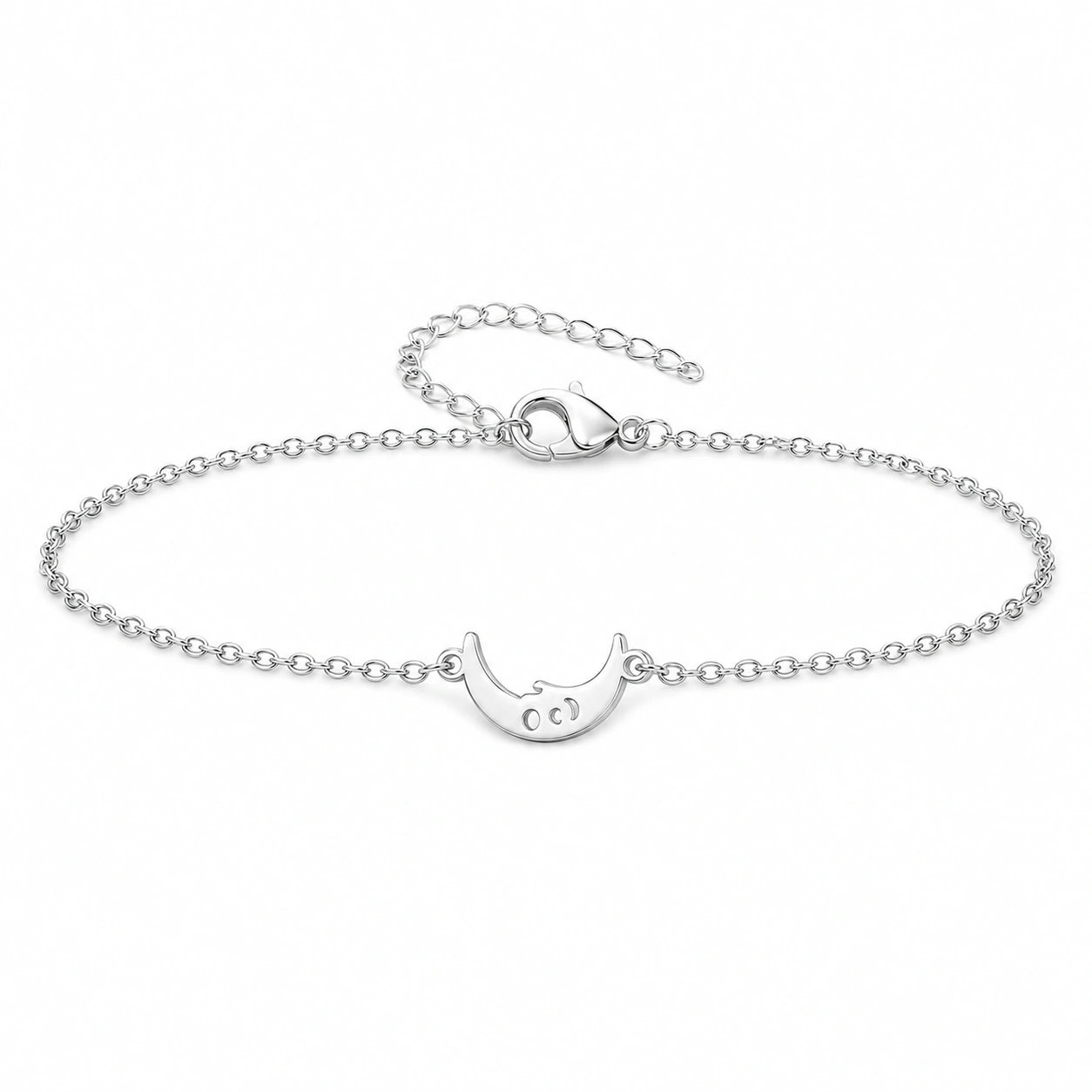 Pulsera Luna en Acero Inoxidable - Plateado sobre fondo blanco