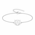 Pulsera Búho en Acero Inoxidable - Plateado sobre fondo blanco
