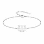 Pulsera Búho en Acero Inoxidable - Plateado sobre fondo blanco