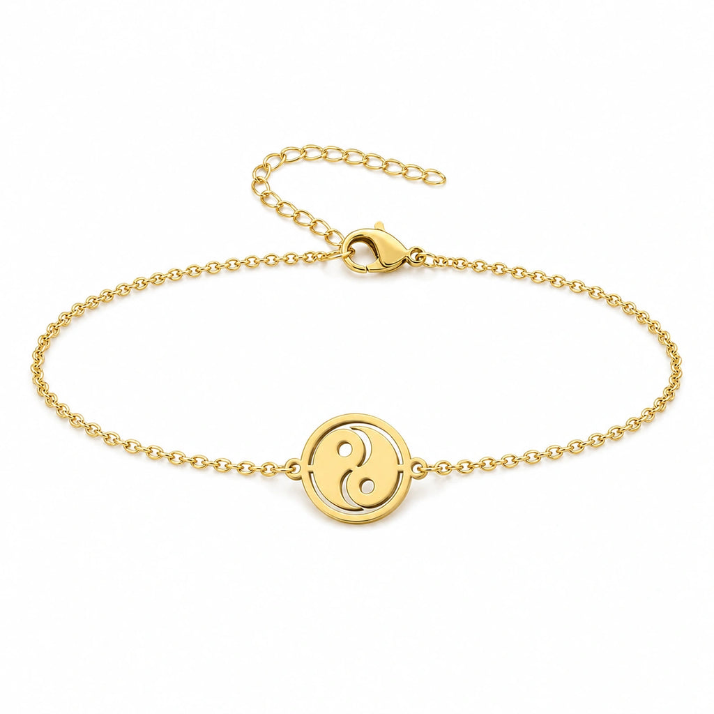 Pulsera Yin Yang en Acero Inoxidable sobre fondo blanco