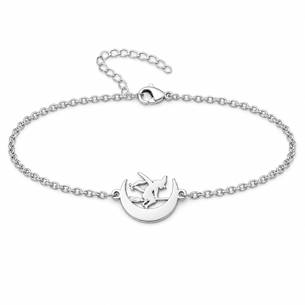 Pulsera Bruja en Acero Inoxidable - Plateado sobre fondo blanco
