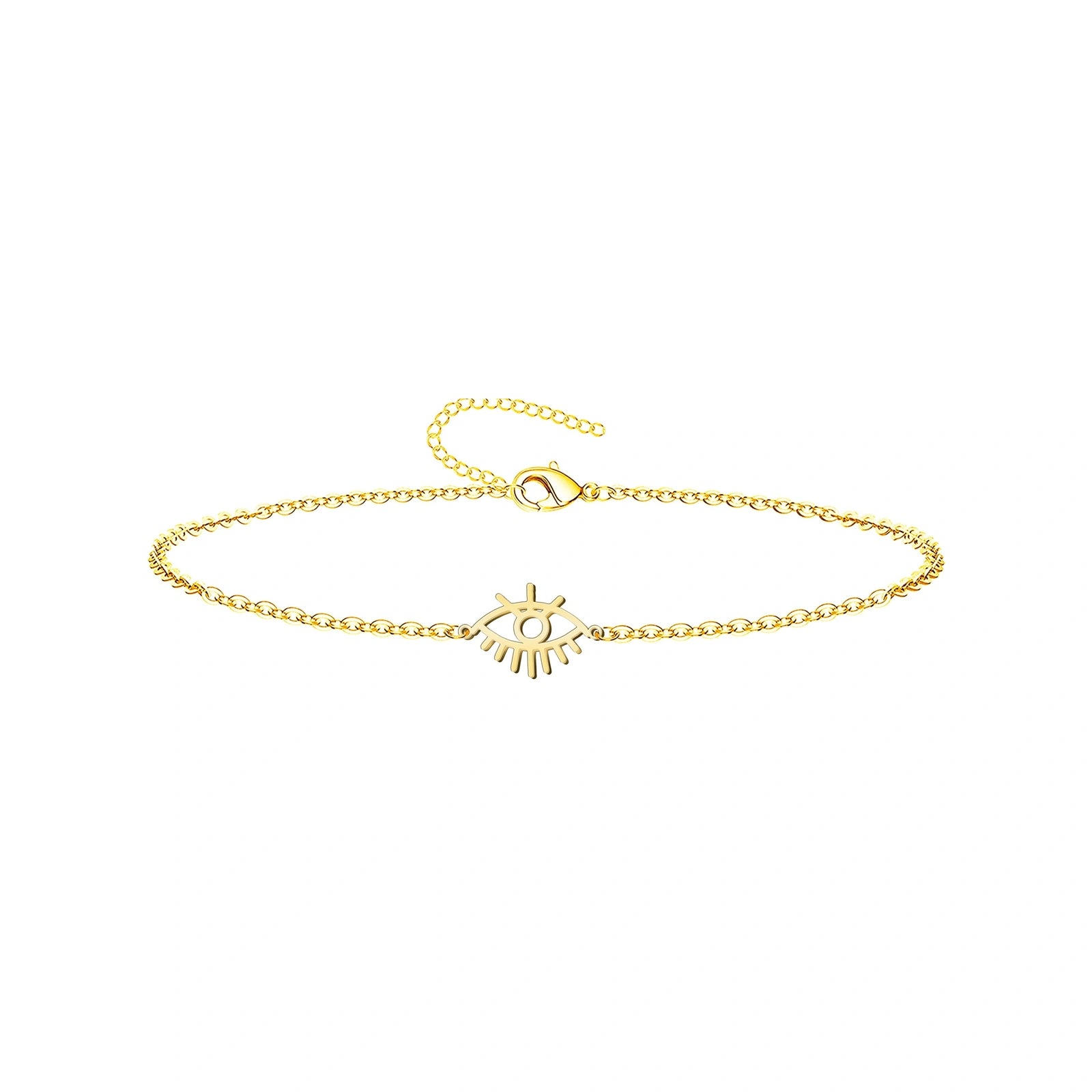 Pulsera con Ojo Turco y Rayos en Acero Inoxidable - Dorado sobre fondo blanco