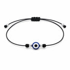 Pulsera Hilo Encerado con Ojo Turco - Negro sobre fondo blanco